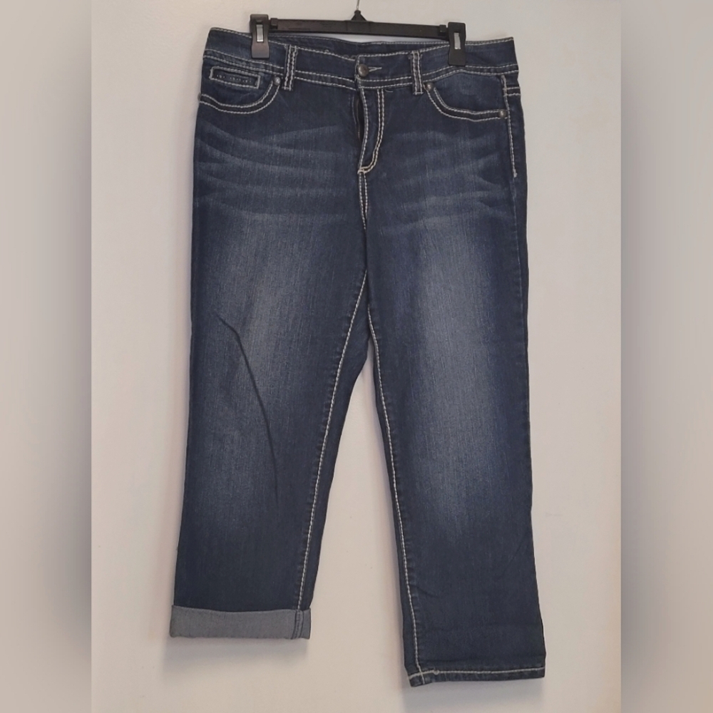 Code Bleu, Designer Jeans, Size 12, Embroidered Back Pockets, Bling